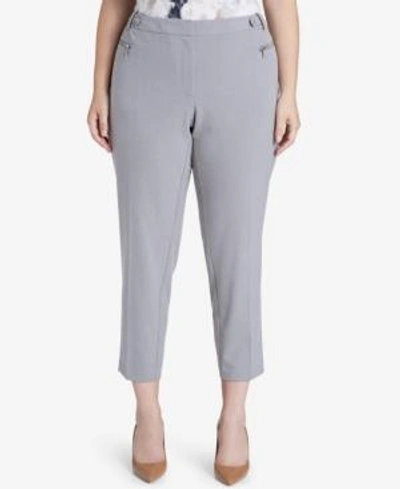 Shop Calvin Klein Plus Size Straight-leg Ankle Pants In Tin