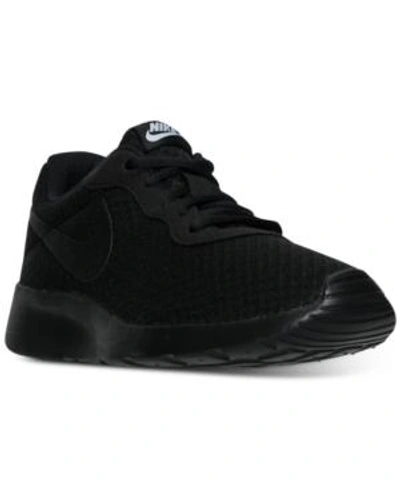 Shop Nike Women's Tanjun Casual Sneakers From Finish Line In Black/black-white