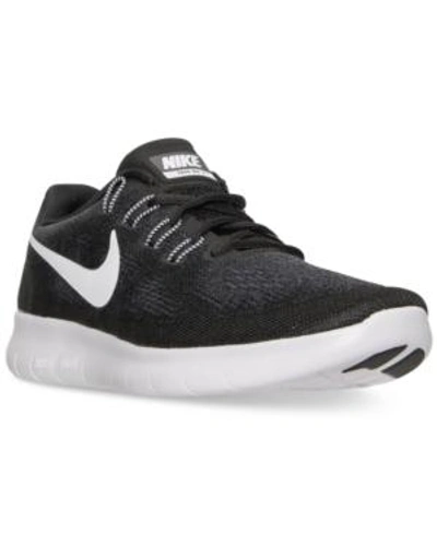 Shop Nike Women's Free Run 2017 Running Sneakers From Finish Line In Black/white-dk Grey-anthr