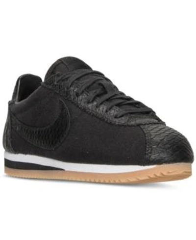 Shop Nike Women's Classic Cortez Se Casual Sneakers From Finish Line In Black/black-white-gum Yel