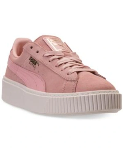 Shop Puma Women's Suede Platform Core Casual Sneakers From Finish Line In Coral Cloud/white