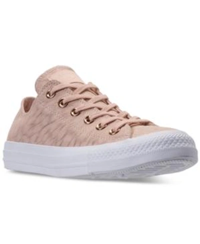 Shop Converse Women's Chuck Taylor Ox Shimmer Casual Sneakers From Finish Line In Dusk Pink/white