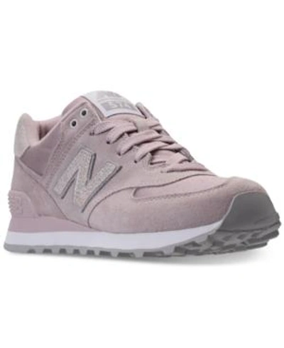Shop New Balance Women's 574 Shattered Pearl Casual Sneakers From Finish Line In Faded Rose/overcast Suede