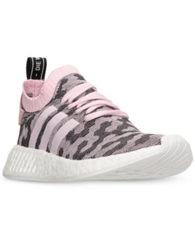 Shop Adidas Originals Adidas Women's Nmd R2 Primeknit Casual Sneakers From Finish Line In Wonder Pink/core Black