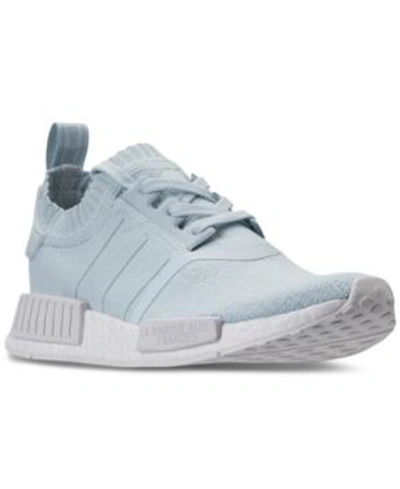 Shop Adidas Originals Adidas Women's Nmd R1 Primeknit Casual Sneakers From Finish Line In Light Aqua/white