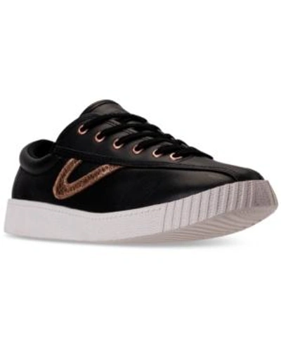 Shop Tretorn Women's Nylite 2 Plus Casual Sneakers From Finish Line In Black / Rose / Gold