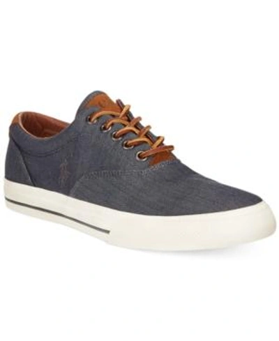 Shop Polo Ralph Lauren Vaughn Chambray Herringbone Sneakers Men's Shoes In Denim