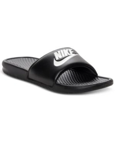 Shop Nike Men's Benassi Just Do It Slide Sandals From Finish Line In Black/white