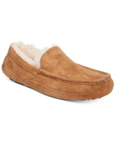 Shop Ugg Men's Ascot Moccasin Slippers In Chestnut