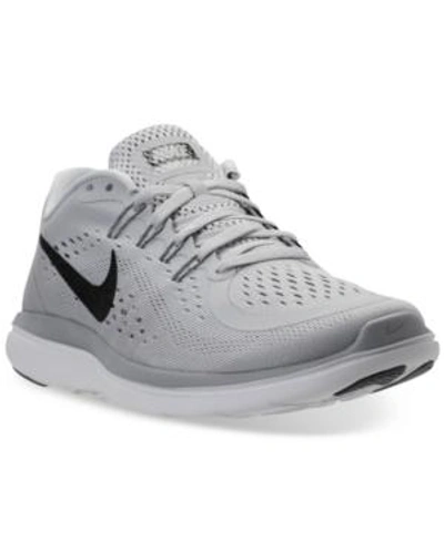 Shop Nike Men's Flex 2017 Run Running Sneakers From Finish Line In Pure Platinum/black-wolf
