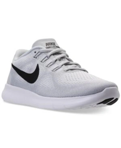 Shop Nike Men's Free Run 2017 Running Sneakers From Finish Line In White/black-pure Platinum