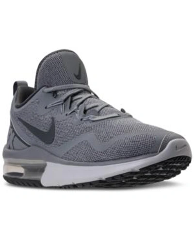 Shop Nike Men's Air Max Fury Running Sneakers From Finish Line In Wolf Grey/dark Grey-steal
