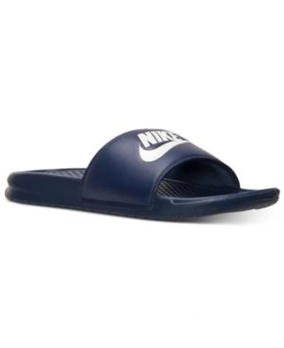 Shop Nike Men's Benassi Jdi Slide Sandals From Finish Line In Midnight Navy/windchill
