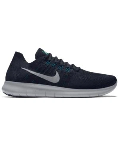 Shop Nike Men's Free Run Flyknit 2017 Running Sneakers From Finish Line In Black/off White-anthracit