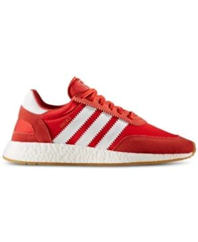 Shop Adidas Originals Adidas Men's Iniki Runner Casual Sneakers From Finish Line In Red/footwear White/gum