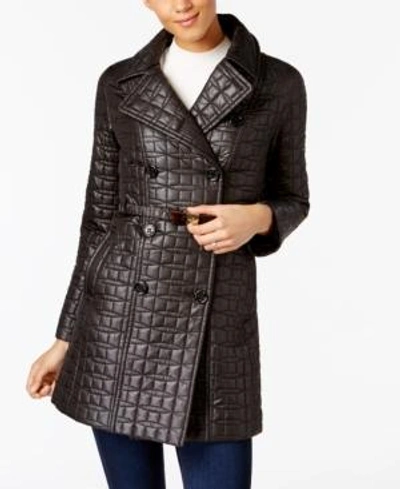 Kate Spade Quilted Bow-belted Trench Coat In Black | ModeSens
