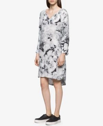 Shop Calvin Klein Jeans Est.1978 Printed Shift Dress In Soft Taupe