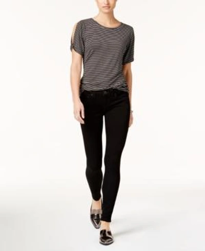 Shop True Religion Halle Mid Rise Skinny Jeans In Way Back Black