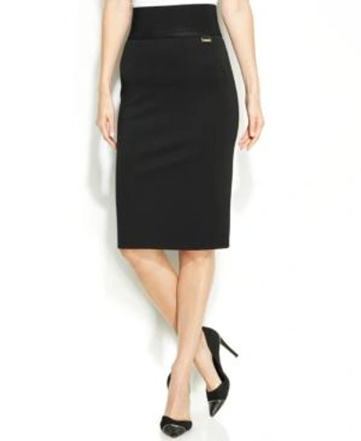 Shop Calvin Klein High Waist Power Stretch Pencil Skirt In Black