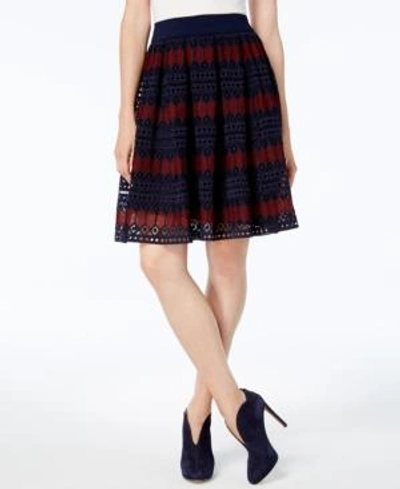 Shop Trina Turk Leland Lace Skirt In Indigo/currant