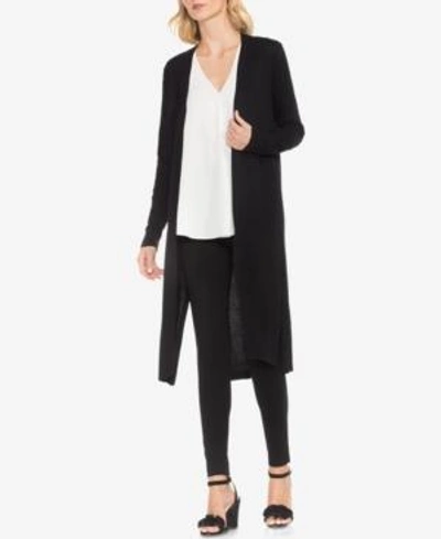 Shop Vince Camuto Textured Open-front Cardigan In Rich Black