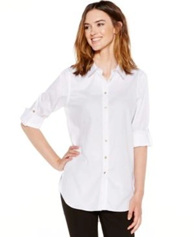 Shop Calvin Klein Non-iron Button Down Tunic In Birch