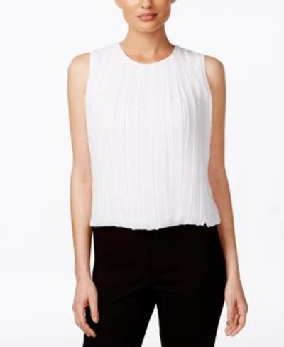 Calvin Klein Sleeveless Pleated Blouse In White