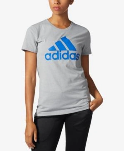 Shop Adidas Originals Adidas Classic Logo T-shirt In Medium Grey Heather/blue