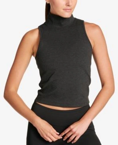 Shop Dkny Sport Mock-neck Cropped Top In Black