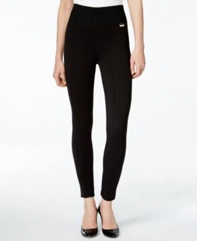 Shop Calvin Klein Pull-on Wide Waistband Knit Pants In Black