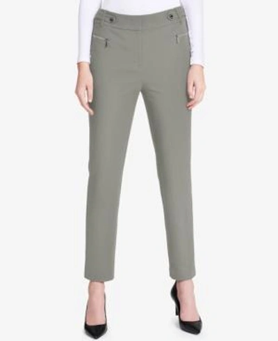 Shop Calvin Klein Zip-pocket Straight-leg Pants In Tin