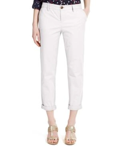 Shop Tommy Hilfiger Cuffed Chino Straight-leg Pants, Created For Macy's In Bright White