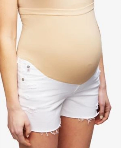 Shop Ag Maternity Denim Shorts In White