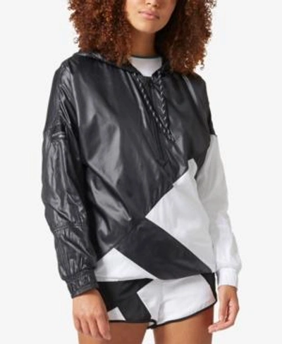 Shop Adidas Originals Eqt Quarter-zip Windbreaker In Black/white