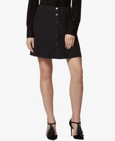 Shop Avec Les Filles Button-front A-line Mini Skirt In Black