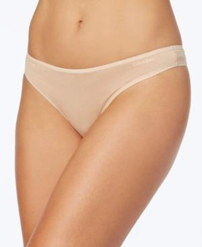 Shop Calvin Klein Cotton Form Thong Underwear Qd3643 In Bare