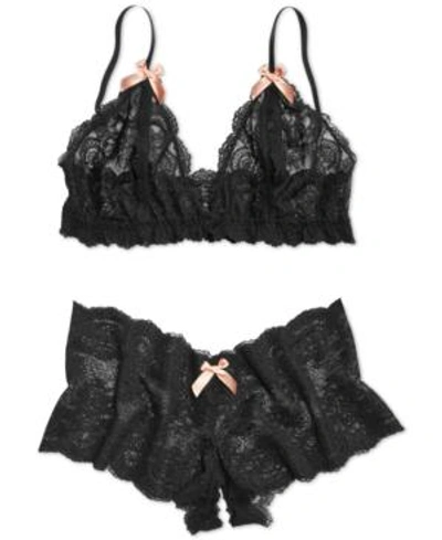 Shop Hanky Panky After Midnight Peek-a-boo Bralette 977901 In Black