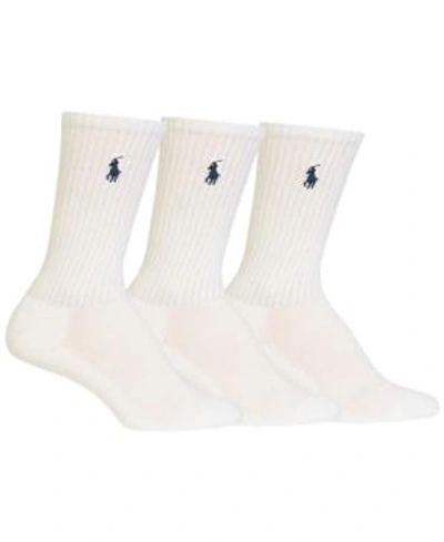 Shop Polo Ralph Lauren Women's 3 Pack Sport Crew Socks In White