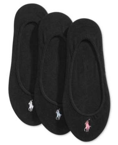 Shop Polo Ralph Lauren Women's 3 Pack Ultra-low No- Show Sock Liners In Black