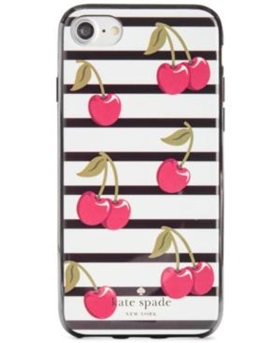 Shop Kate Spade New York Cherry Striped Iphone 7 Case In Cream Multi