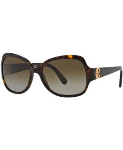 Shop Tory Burch Polarized Sunglasses , Ty7059 In Tortoise/brown Grad Pol
