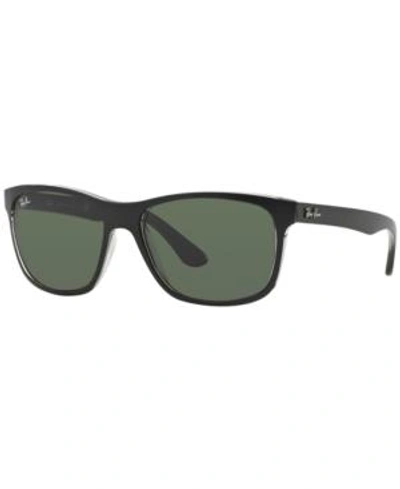 Shop Ray Ban Ray-ban Sunglasses, Rb4181 In Black Clear/ Green