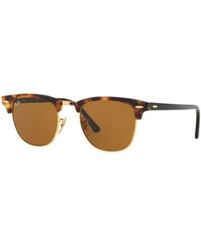 Shop Ray Ban Ray-ban Sunglasses, Rb3016 Clubmaster Fleck In Tortoise Brown/brown