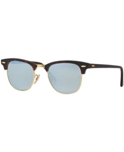 Shop Ray Ban Ray-ban Sunglasses, Rb3016 Clubmaster Flat Lenses In Tortoise/grey Mirror