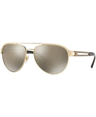 Shop Versace Sunglasses, Ve2165 In Gold Light/brown Mirror