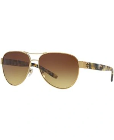 Shop Tory Burch Sunglasses, Ty6051 In Gold/brown Gradient