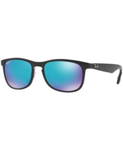 Shop Ray Ban Ray-ban Polarized Sunglasses , Rb4263 In Black Matte/blue Mirror Polar