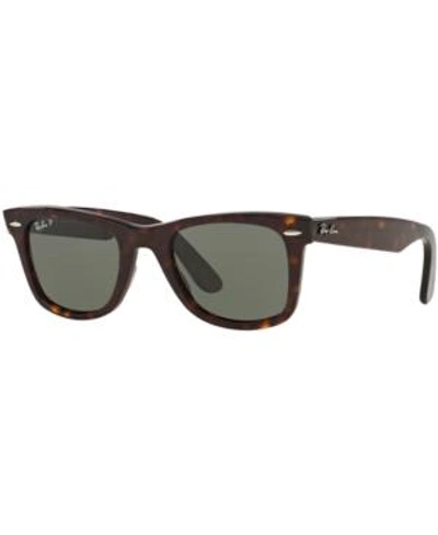 Shop Ray Ban Ray-ban Polarized Sunglasses, Rb2140 In Brown/green
