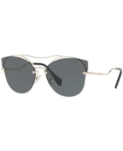 Shop Miu Miu Sunglasses, Mu 52ss In Gold/grey