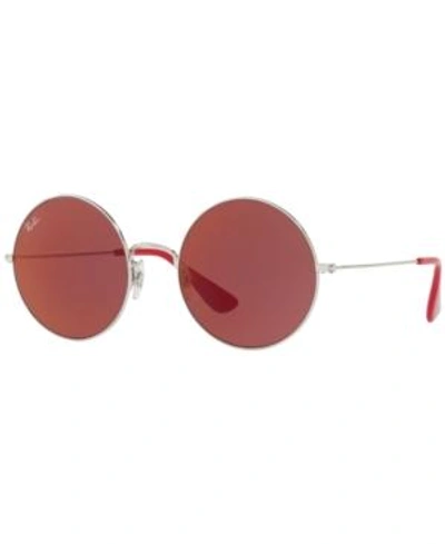 Shop Ray Ban Ray-ban Jajo Sunglasses, Rb3592 55 In Silver/red Mirror